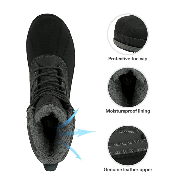 Men's Insulated Waterproof Snow Boots - GREY BLACK - 3